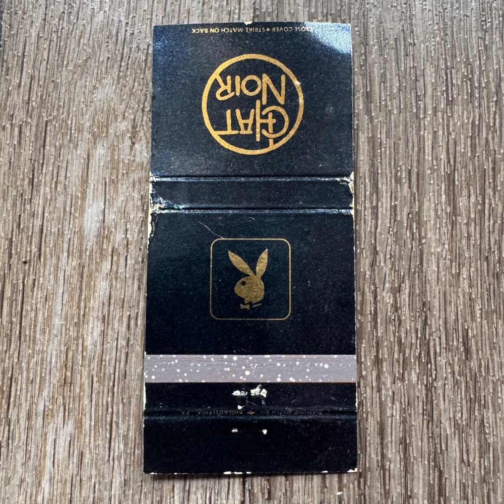 Playboy Matchbook Cover Black Gold Chat Noir Cabaret Atlantic City NJ Vintage